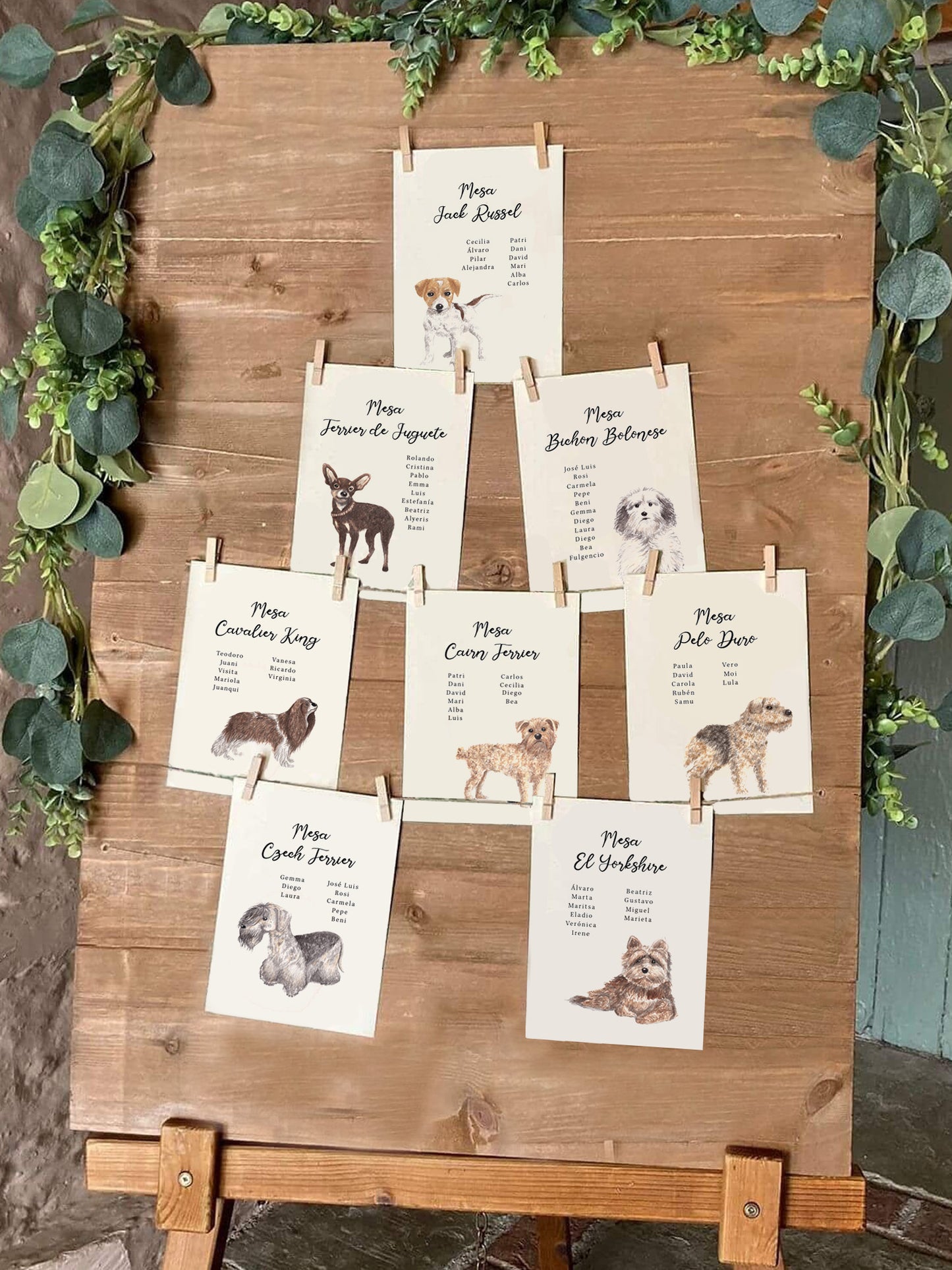 Seating plan de perros en acuarela 