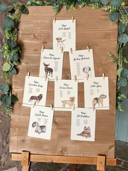 Seating plan de perros en acuarela 