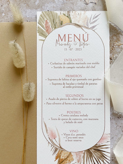 Menú de Boda Bohemia