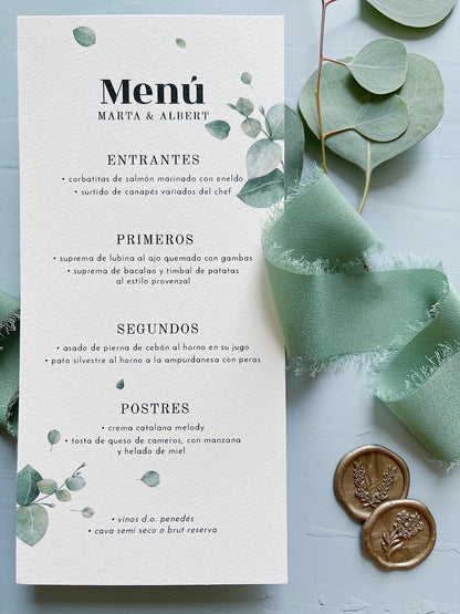 Menú de Boda planta Eucalipto
