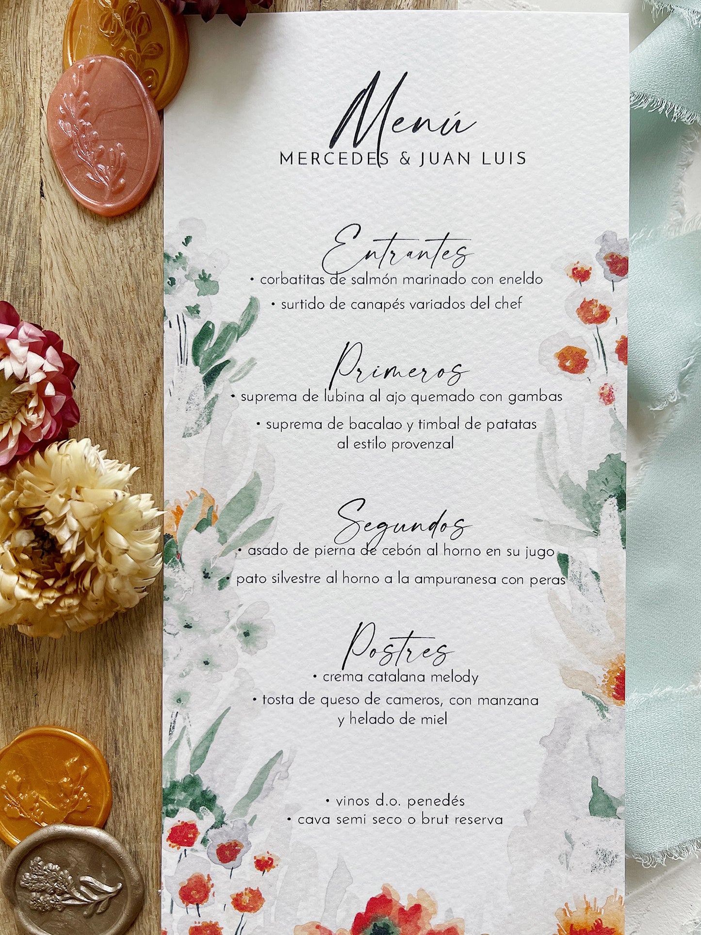 Menú de Boda  Acuarelas