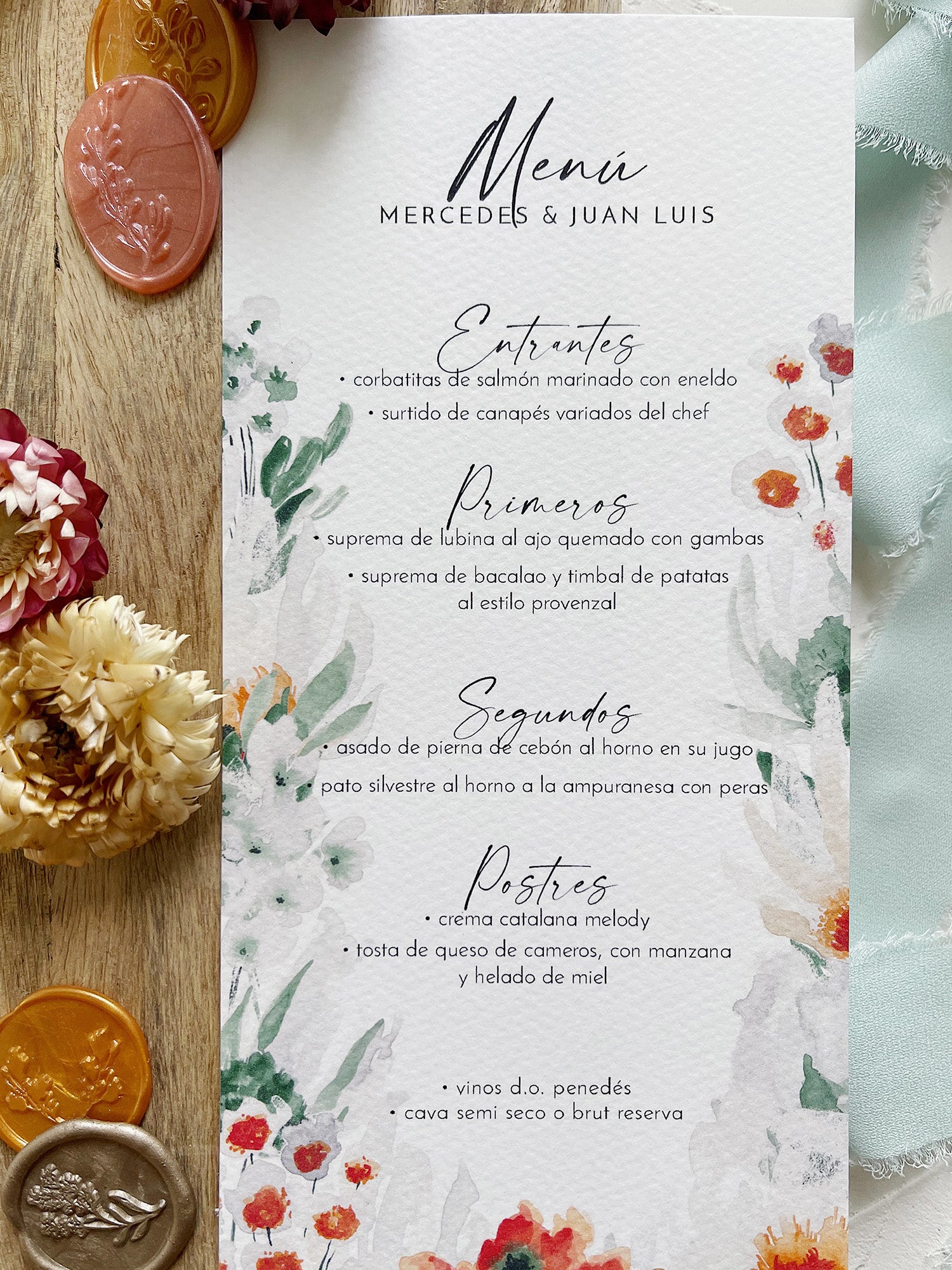 Menú de Boda  Acuarelas