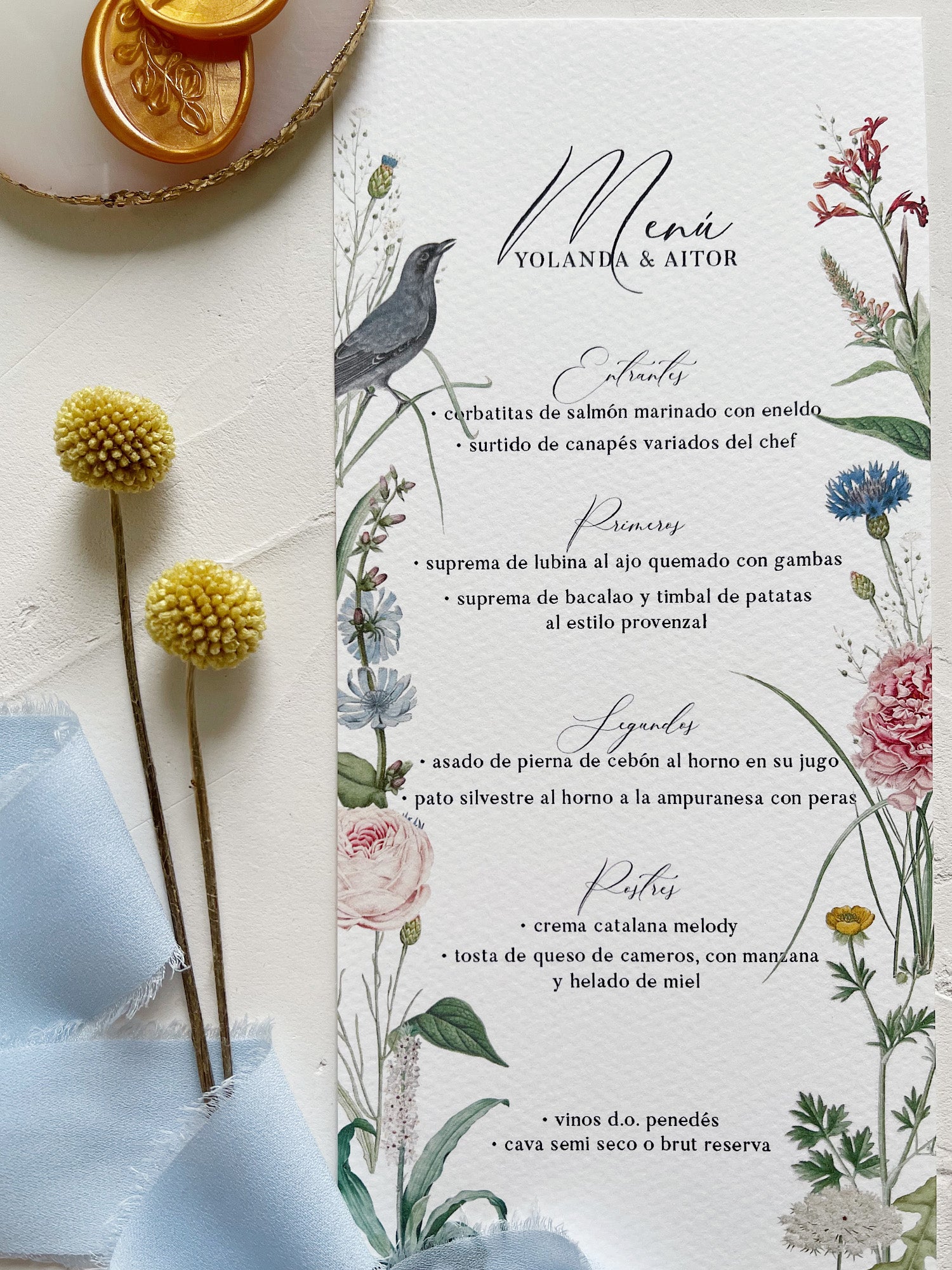 Menú de Boda tonos Azules