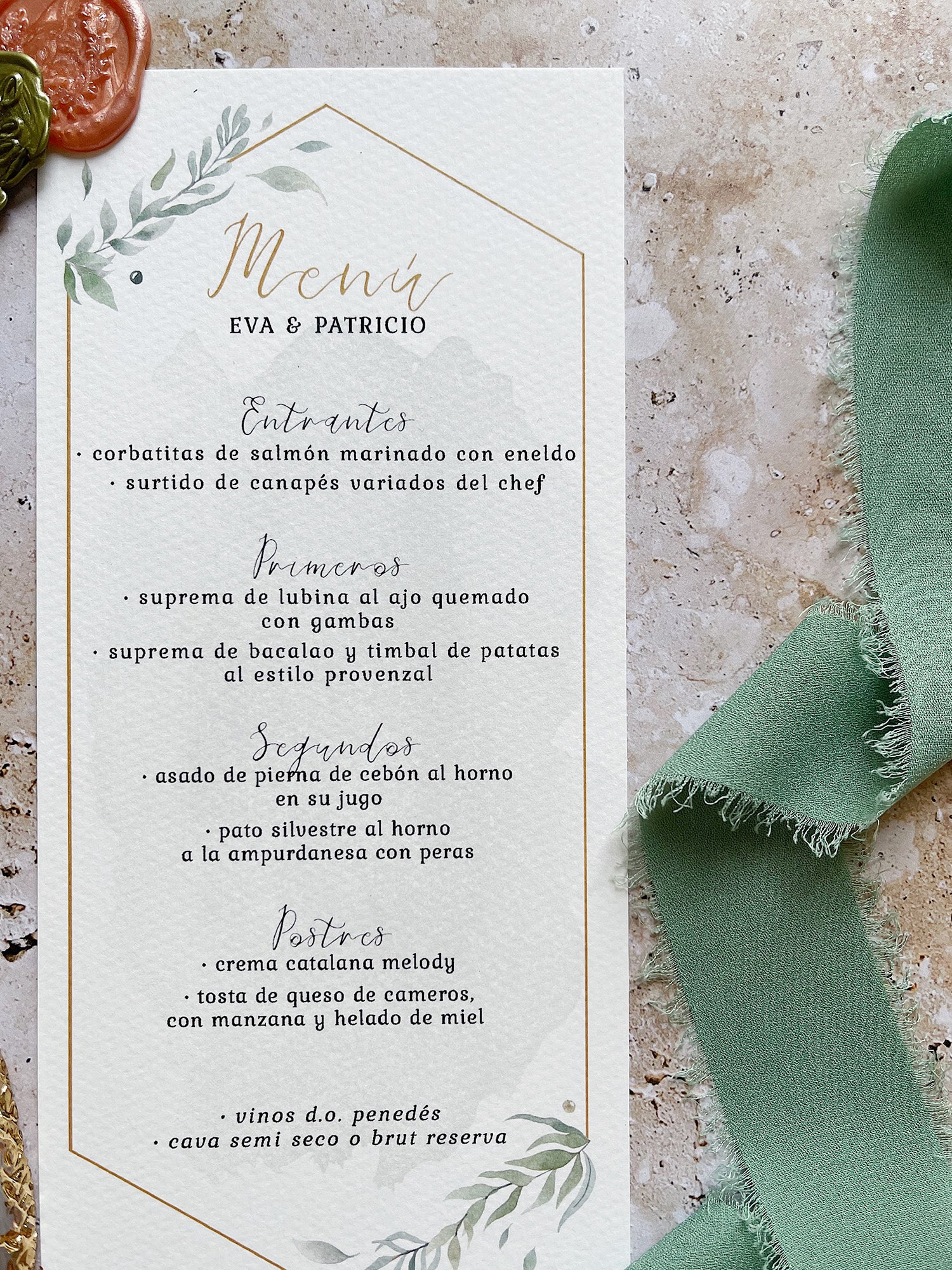 Menú de Boda estilo Vintage