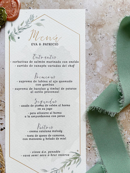 Menú de Boda estilo Vintage