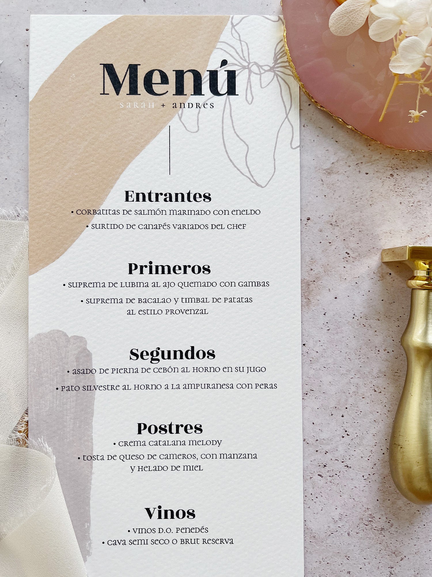 Menú de Boda tonos marrones