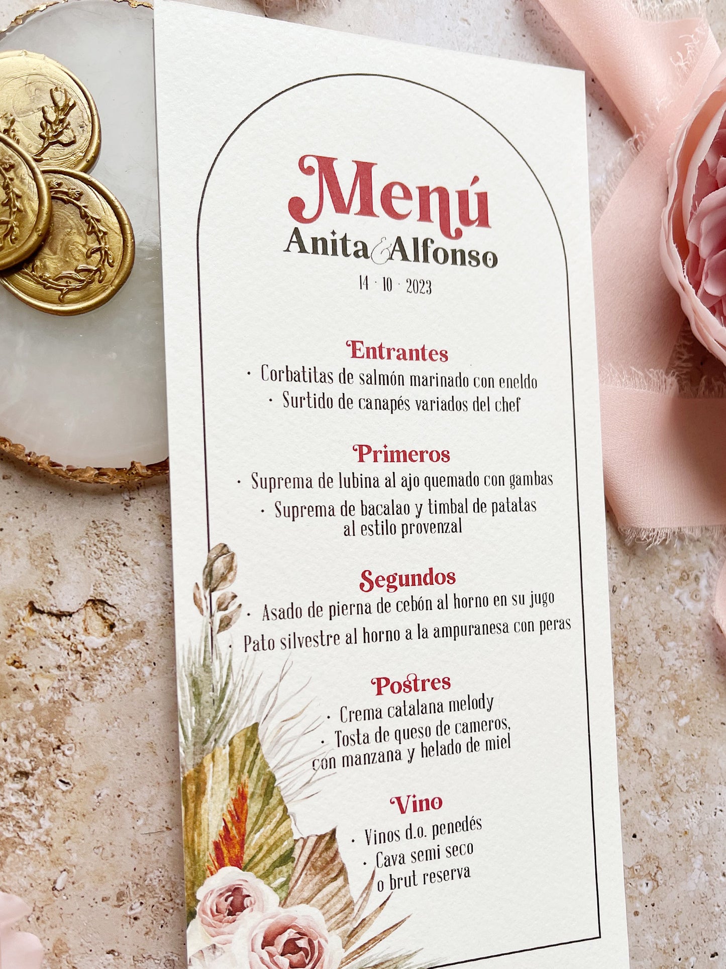 Menú de Boda Flores Bohemia