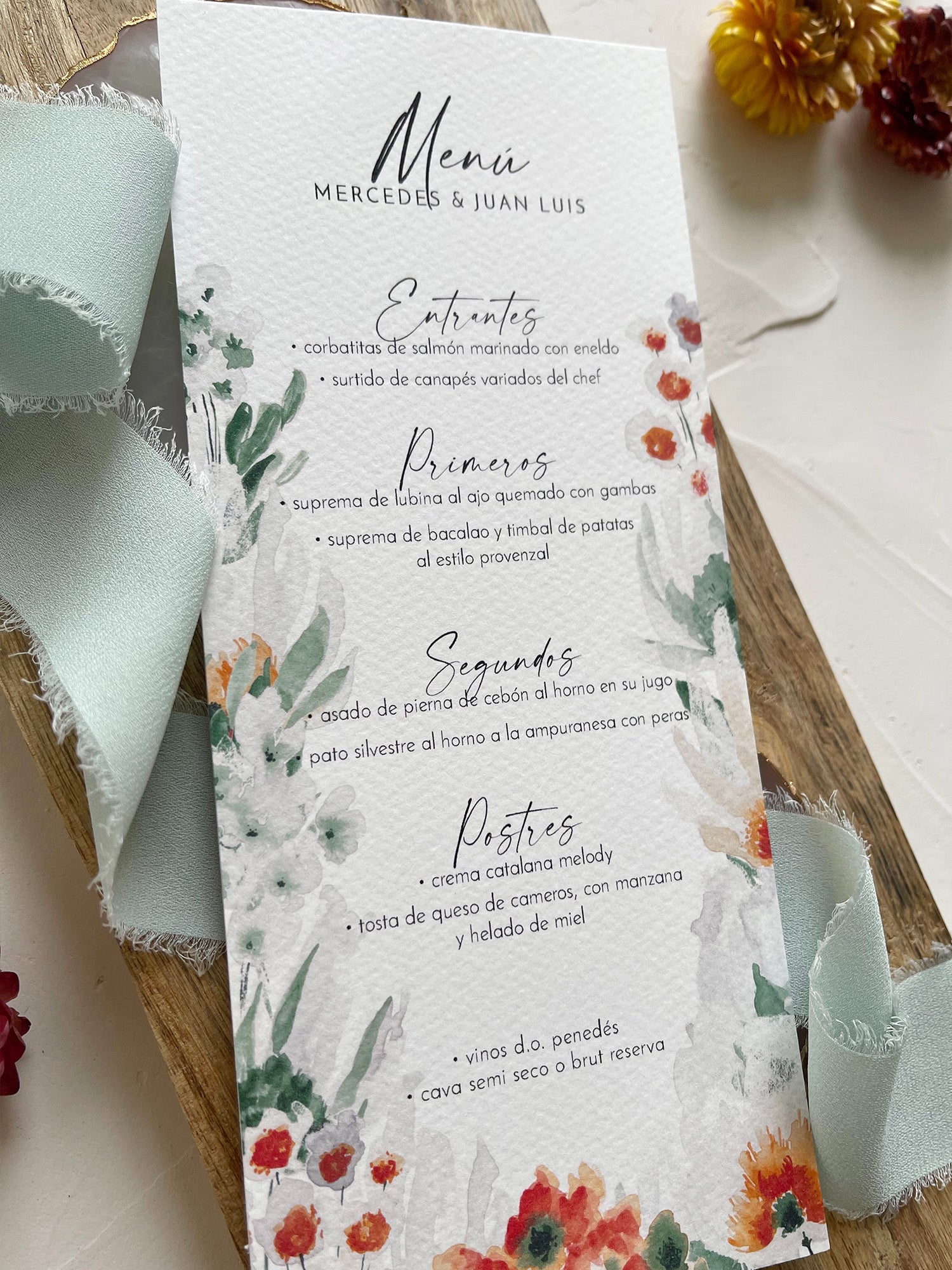 Menú de Boda Flores