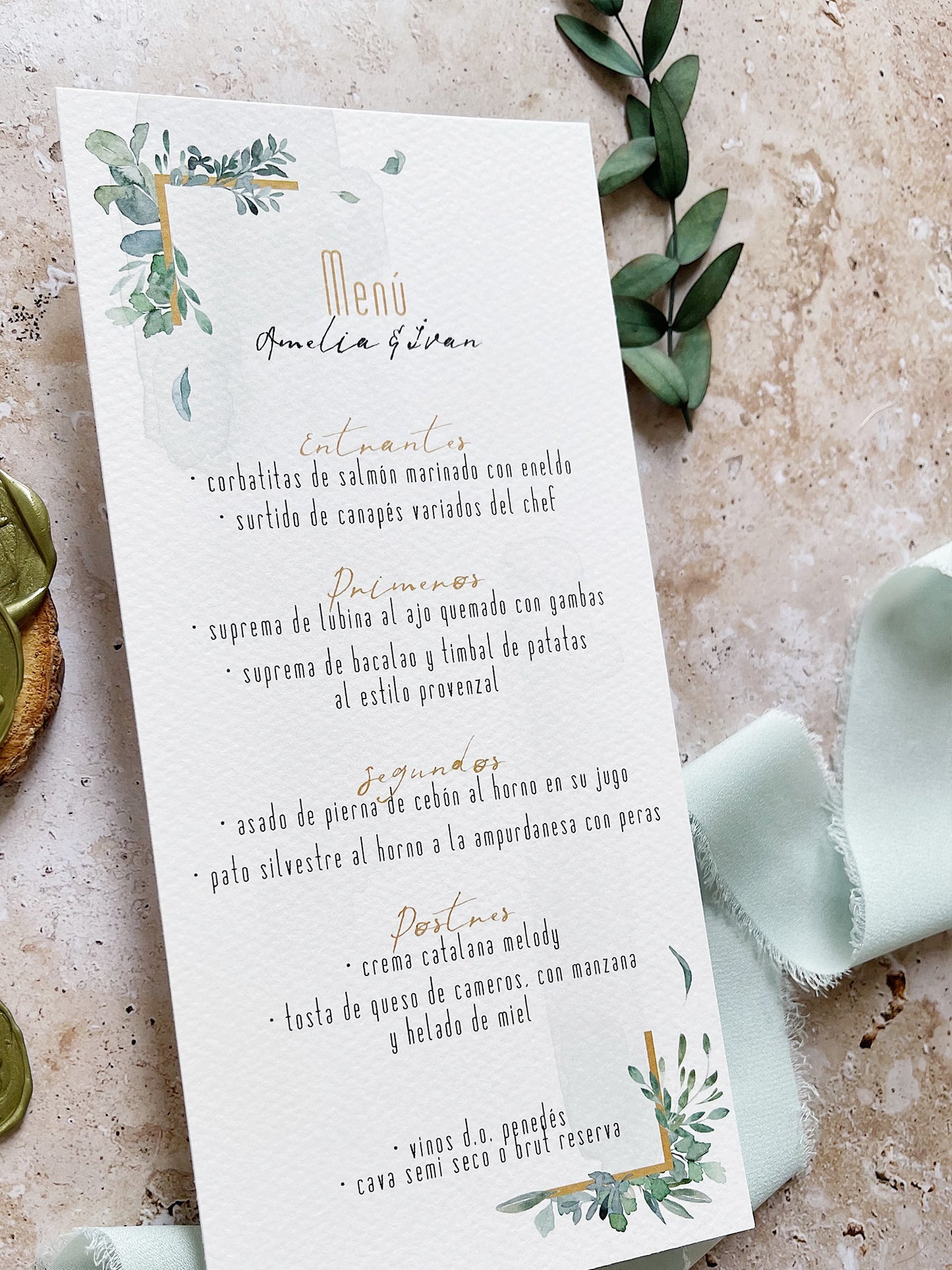 Menú de Boda Flores verdes