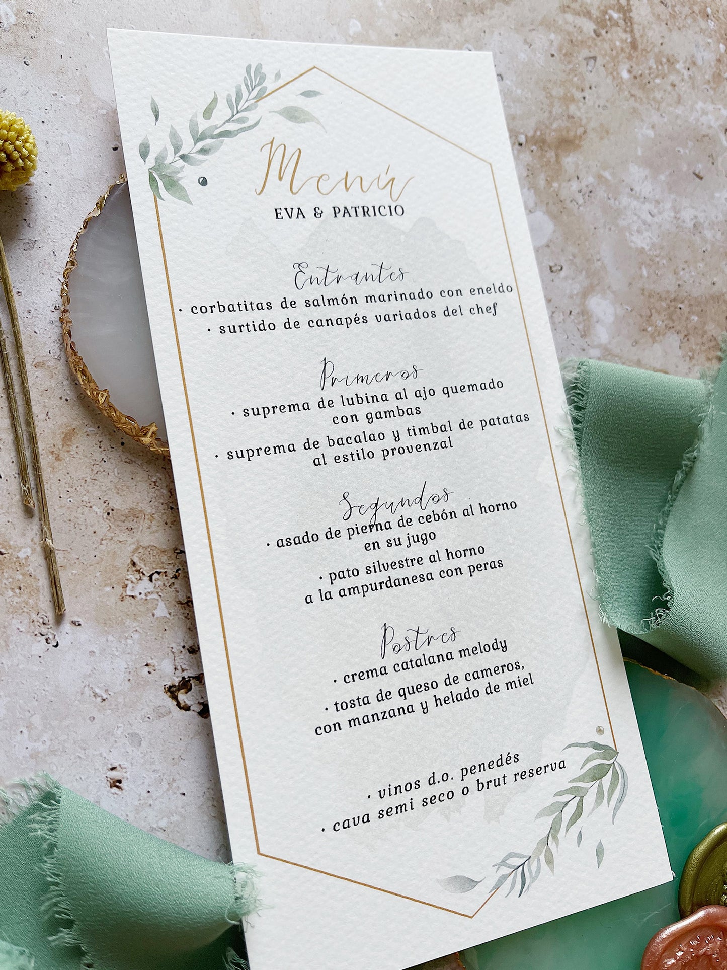 Menú de Boda Vintage