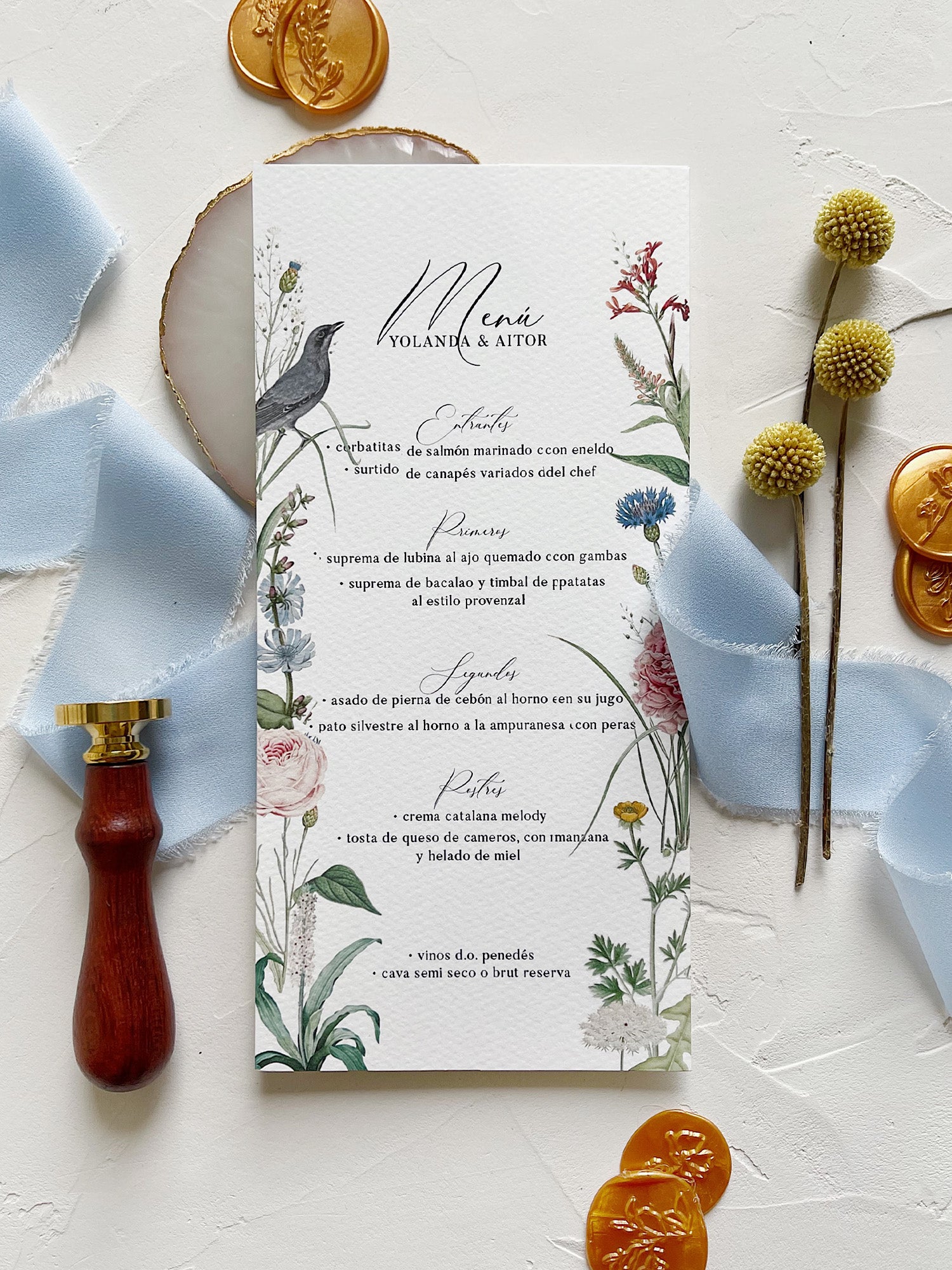 Menú de Boda Flores Azules