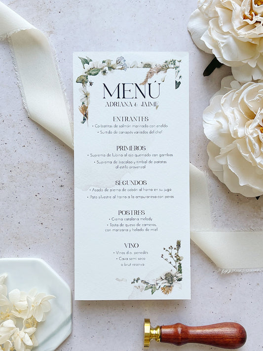 Menú de Boda Flores Secas