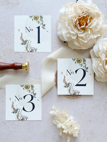 Número de Mesa Flores Secas