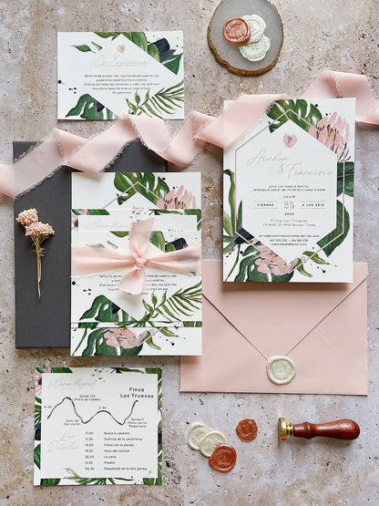 Invitación de hojas grandes