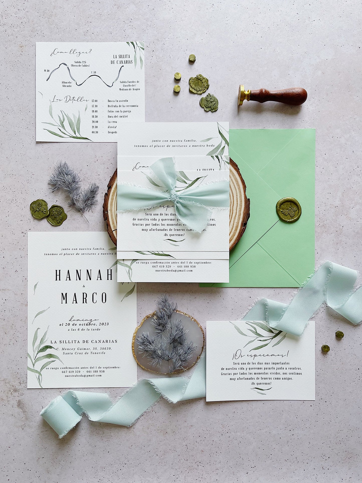 Invitación de Boda Hojas rustico