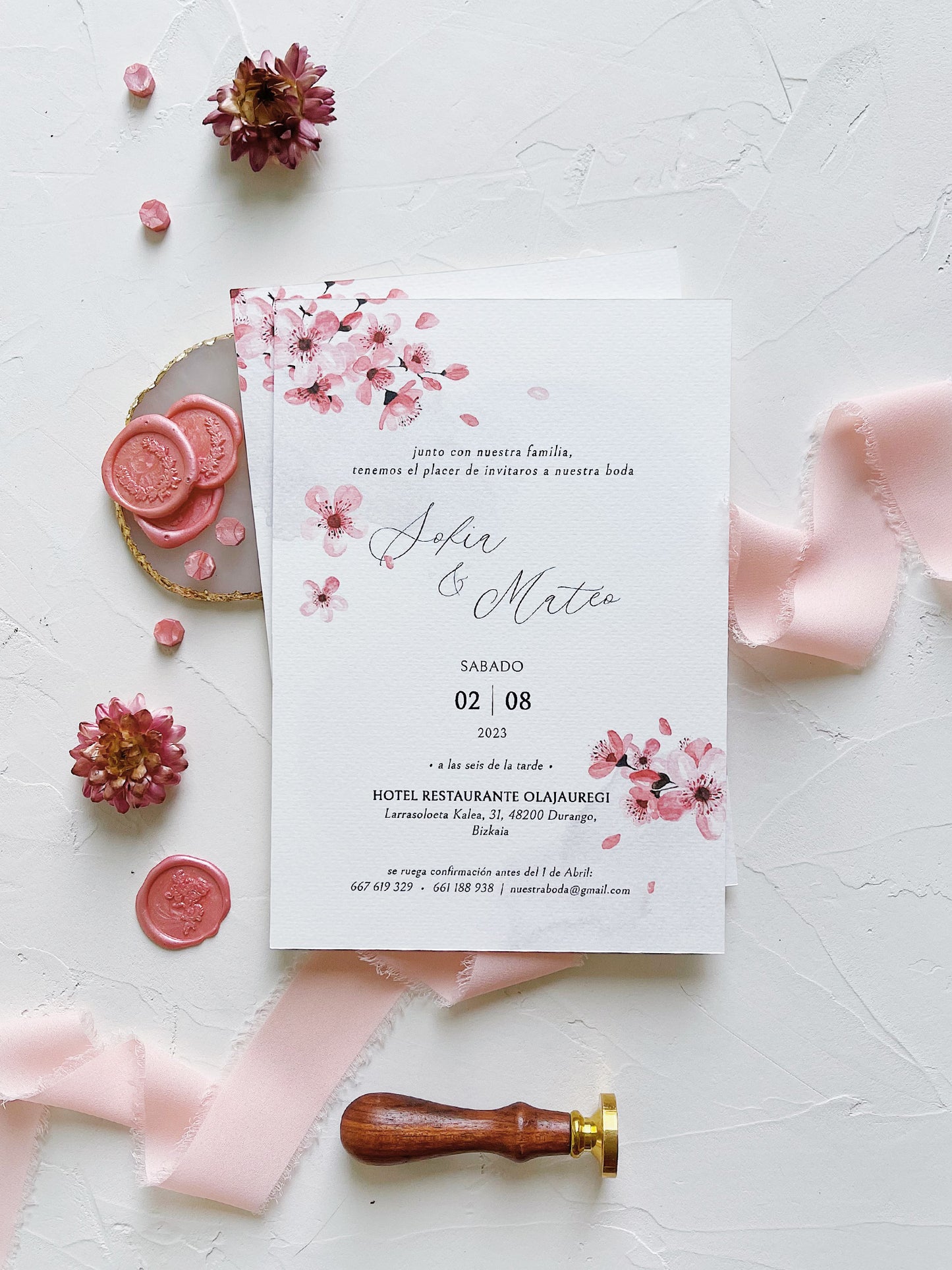 invitacion de boda rosa 