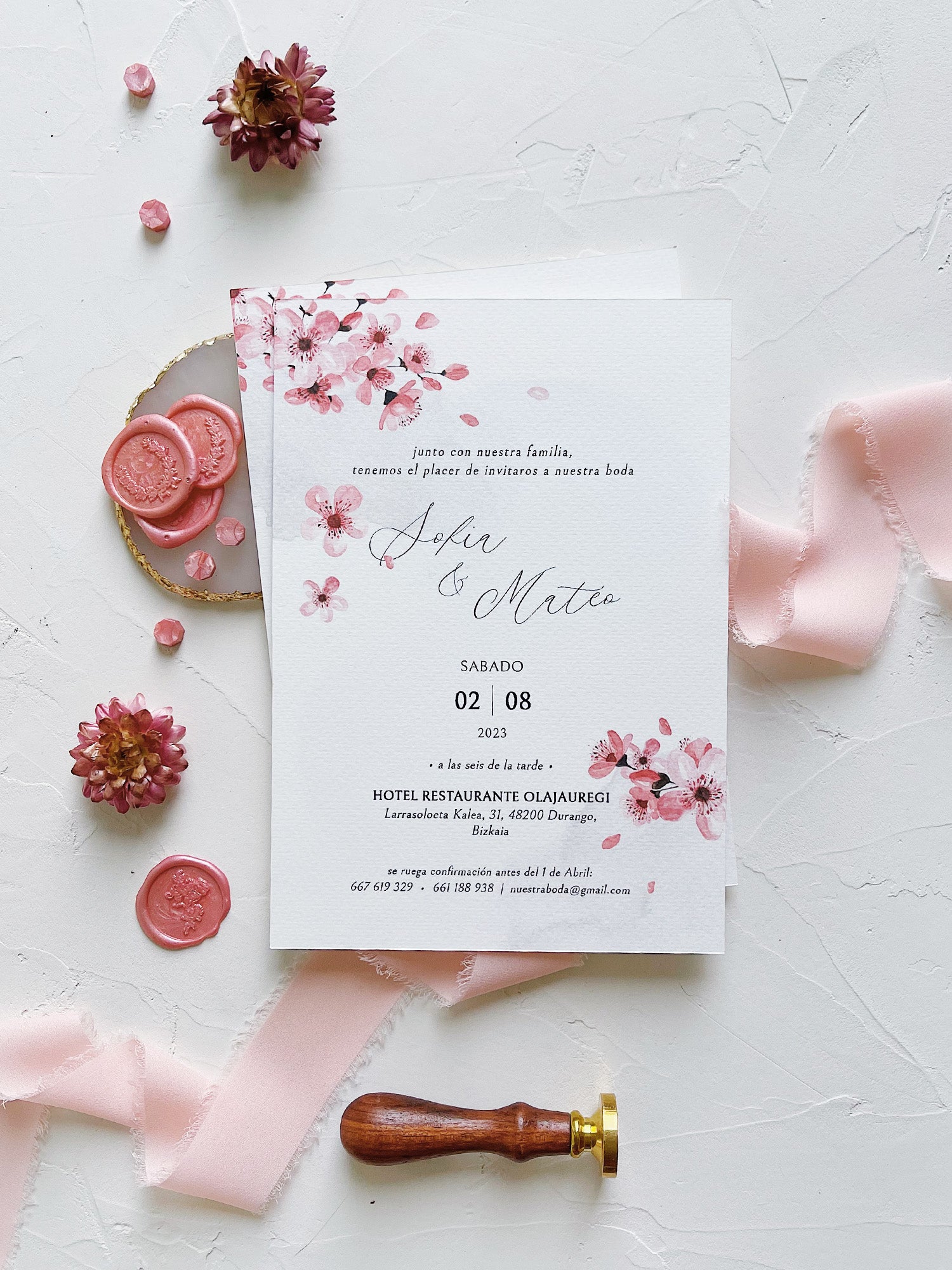 invitacion de boda rosa 